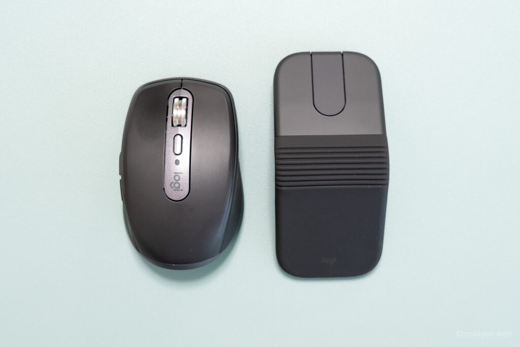 MX Anywhere 3Sと、広げた状態のMobi Foldとの比較