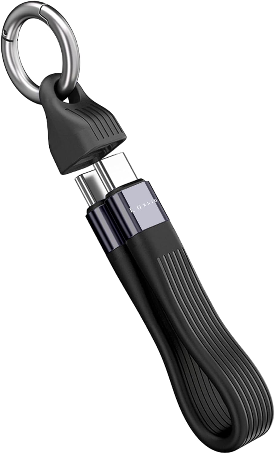 【日本国内ブランド】Luxxio 240W 急速充電 / 40Gbps データ伝送 8K@60Hz USB-C to C USB4 TPE ケーブル 13cm Thunderbolt 4対応 キーホルダー付き 防塵対応 アダプタ保護 iPhone16/15 Galaxy S24 iPad Pro スマホ モバイルバッテリー 外付け SSD カメラ (ブラック)