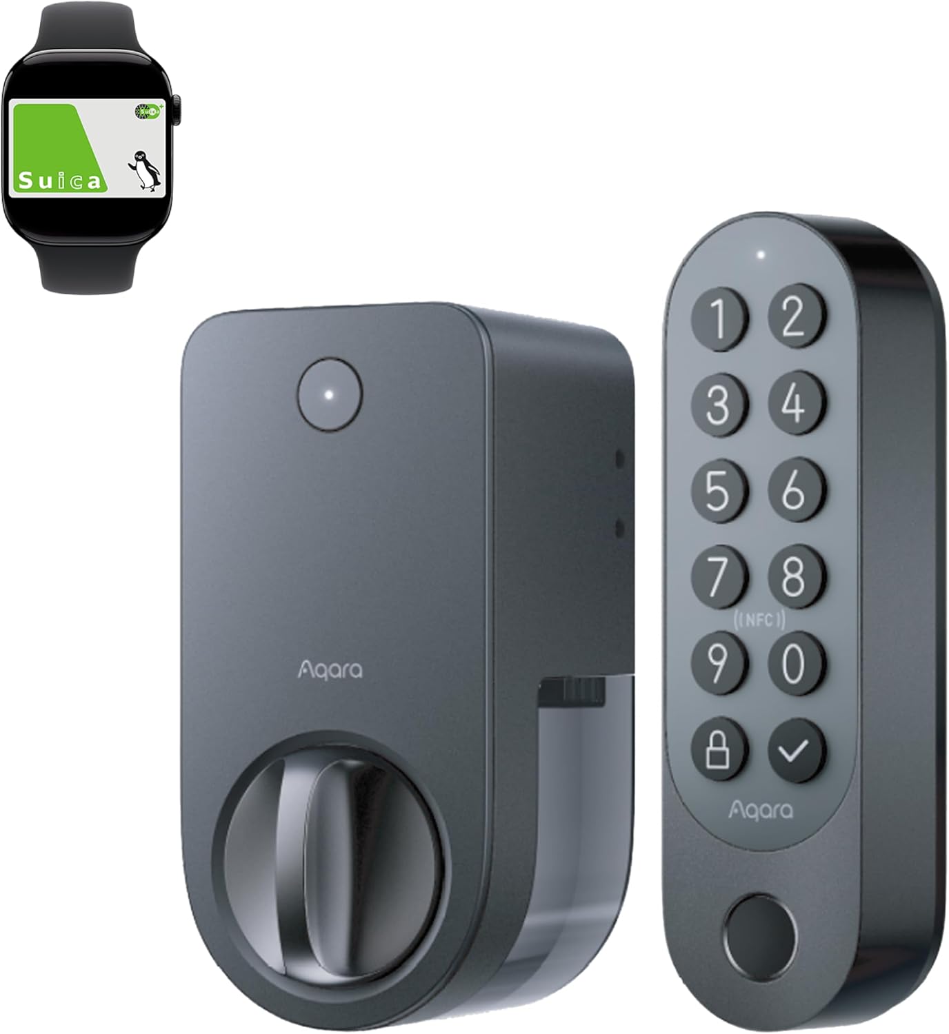 Aqara J200セット スマートロック指紋認証パッド キーボード付属、交通系ICカード/Suicaカード解錠、オートロック ドアロック 玄関 スマホで操作、Apple Home Key対応、Homekit/Google Home/Alexaに対応、USB-C充電式 工具不要 取付カンタン